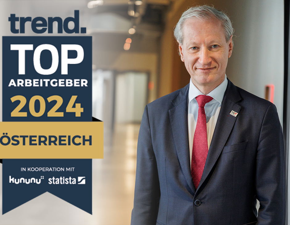 TÜV AUSTRIA steigt auf zu den Top 15 Arbeitgebern Österreichs | CEO Stefan Haas: "Wir punkten mit unseren sinnstiftenden Tätigkeiten im Auftrag der Sicherheit, unseren Maßnahmen zur Mitarbeiter:innenentwicklung oder durch zeitgemäße Benefits" (C) TÜV AUSTRIA, Roland Rudolph